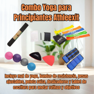 Combo yoga para principiantes Athleexit con mat de yoga, bandas de resistencia, pesas ajustables, pelotas suizas, deslizadores y tablet de escritura para rutinas